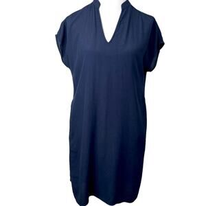 Madewell Navy Cap Sleeves Shift V Neckline Short Sleeve Dress Size XS